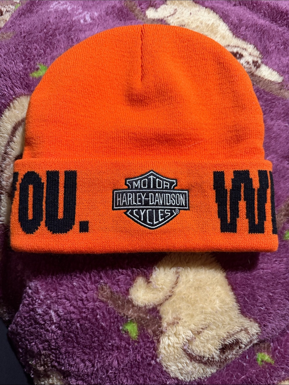 Harley-Davidson Orange WE RIDE WITH YOU Knit Beanie with Black Logo. New